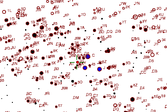 Identification sketch for variable star AD-TAU (AD TAURI) on the night of JD2452910.