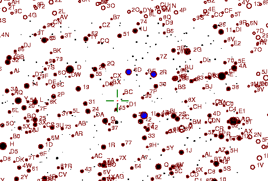 Identification sketch for variable star AG-DEL (AG DELPHINI) on the night of JD2452910.