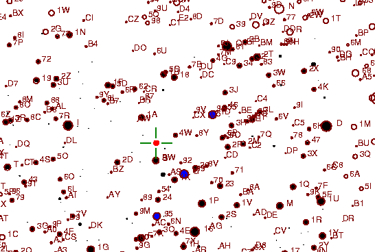 Identification sketch for variable star AZ-DEL (AZ DELPHINI) on the night of JD2452910.