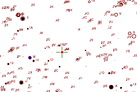 Identification sketch for variable star BF-ORI (BF ORIONIS) on the night of JD2452910.