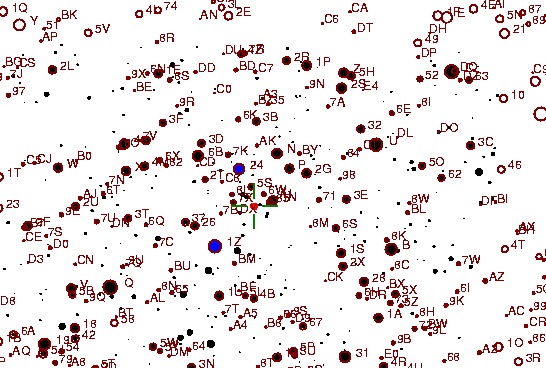 Identification sketch for variable star EU-AQL (EU AQUILAE) on the night of JD2452910.