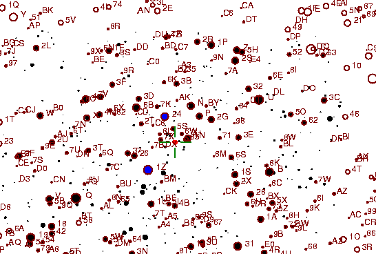Identification sketch for variable star EU-AQL (EU AQUILAE) on the night of JD2452910.