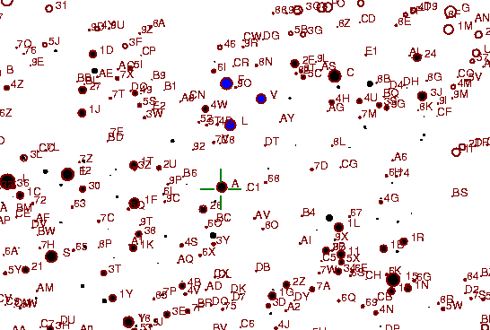 Identification sketch for variable star GY-PER (GY PERSEI) on the night of JD2452910.