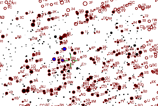 Identification sketch for variable star IP-VUL (IP VULPECULAE) on the night of JD2452910.