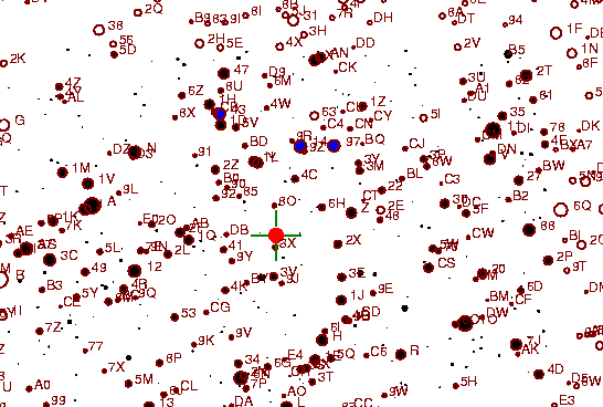 Identification sketch for variable star RU-AQL (RU AQUILAE) on the night of JD2452910.