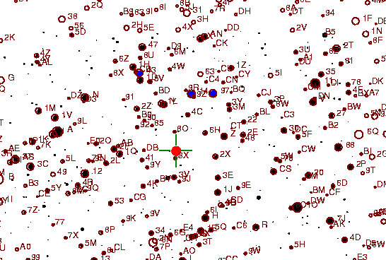 Identification sketch for variable star RU-AQL (RU AQUILAE) on the night of JD2452910.
