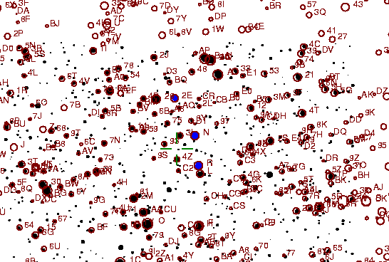 Identification sketch for variable star RU-SGE (RU SAGITTAE) on the night of JD2452910.