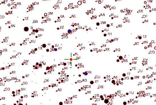 Identification sketch for variable star TT-DEL (TT DELPHINI) on the night of JD2452910.