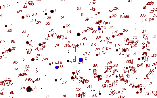 Identification sketch for variable star U-SGE (U SAGITTAE) on the night of JD2452910.