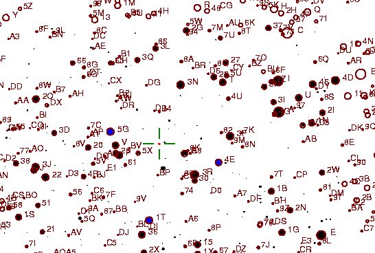 Identification sketch for variable star V-DEL (V DELPHINI) on the night of JD2452910.