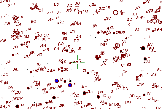 Identification sketch for variable star V-PEG (V PEGASI) on the night of JD2452910.
