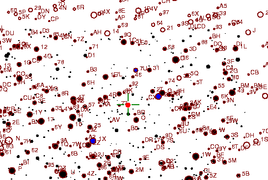 Identification sketch for variable star V-SGE (V SAGITTAE) on the night of JD2452910.