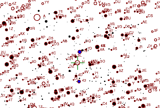 Identification sketch for variable star V-VUL (V VULPECULAE) on the night of JD2452910.