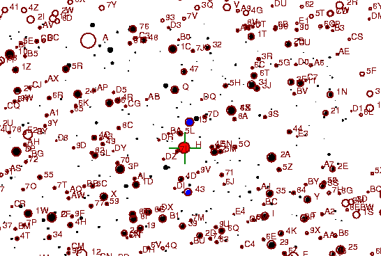 Identification sketch for variable star V-VUL (V VULPECULAE) on the night of JD2452910.