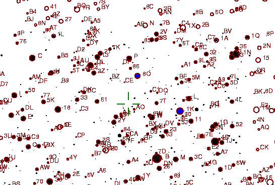 Identification sketch for variable star V1493-AQL (V1493 AQUILAE) on the night of JD2452910.