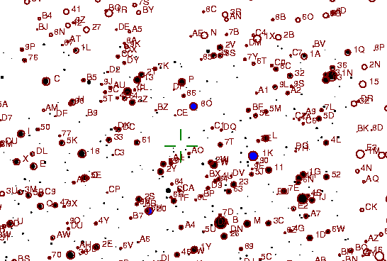Identification sketch for variable star V1493-AQL (V1493 AQUILAE) on the night of JD2452910.