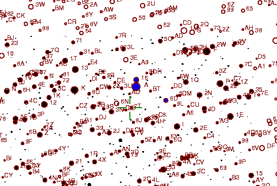 Identification sketch for variable star WZ-SGE (WZ SAGITTAE) on the night of JD2452910.