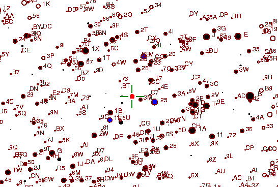 Identification sketch for variable star AZ-AUR (AZ AURIGAE) on the night of JD2452994.