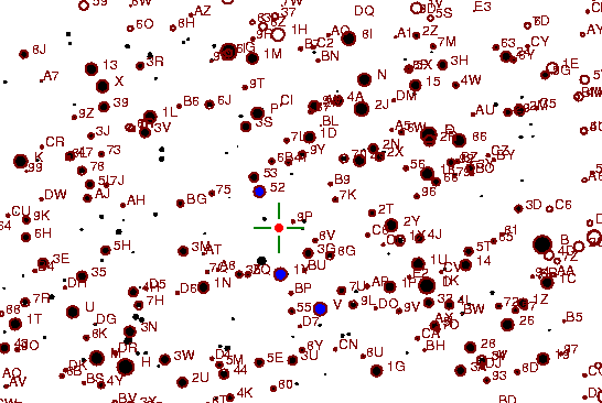 Identification sketch for variable star OT-AUR (OT AURIGAE) on the night of JD2452994.