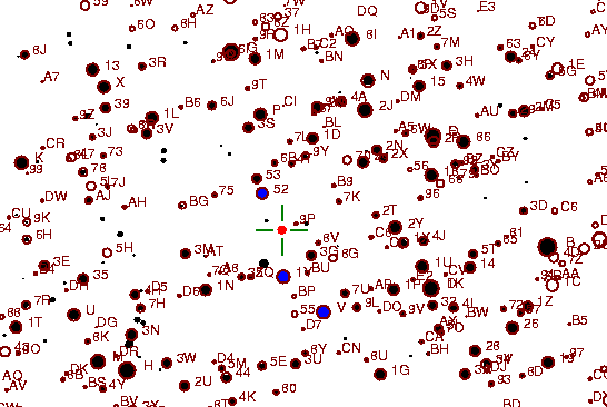 Identification sketch for variable star OT-AUR (OT AURIGAE) on the night of JD2452994.