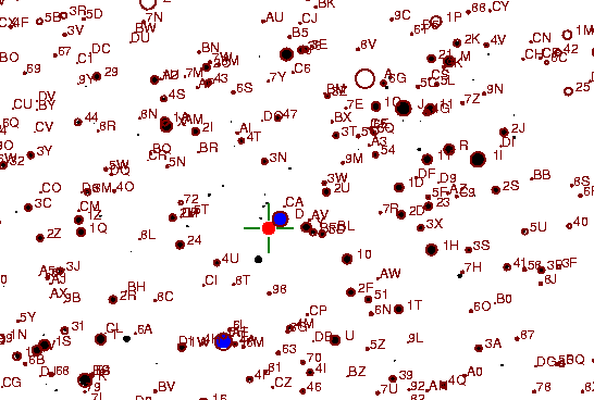 Identification sketch for variable star R-AUR (R AURIGAE) on the night of JD2452994.
