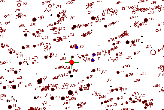 Identification sketch for variable star R-GEM (R GEMINORUM) on the night of JD2452994.