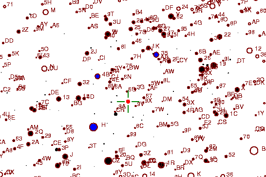 Identification sketch for variable star RU-AUR (RU AURIGAE) on the night of JD2452994.