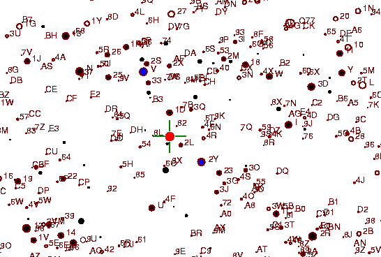 Identification sketch for variable star T-GEM (T GEMINORUM) on the night of JD2452994.