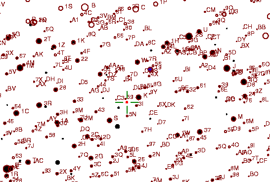 Identification sketch for variable star UZ-GEM (UZ GEMINORUM) on the night of JD2452994.