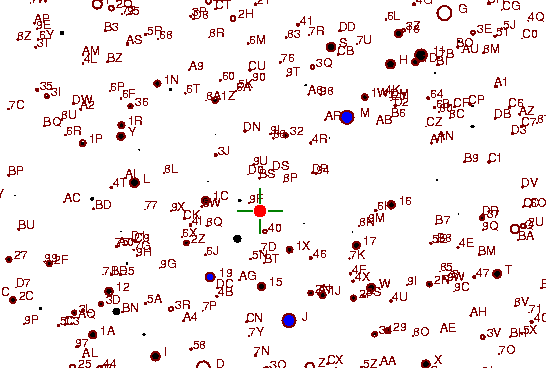 Identification sketch for variable star V-TAU (V TAURI) on the night of JD2452994.