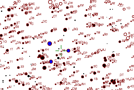 Identification sketch for variable star VV-GEM (VV GEMINORUM) on the night of JD2452994.
