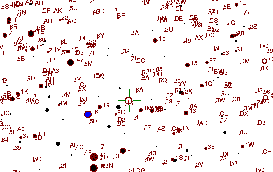 Identification sketch for variable star VX-TAU (VX TAURI) on the night of JD2452994.