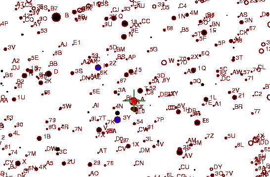 Identification sketch for variable star X-GEM (X GEMINORUM) on the night of JD2452994.