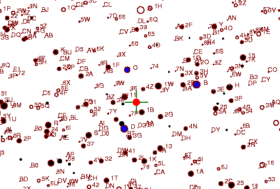 Identification sketch for variable star Y-GEM (Y GEMINORUM) on the night of JD2452994.