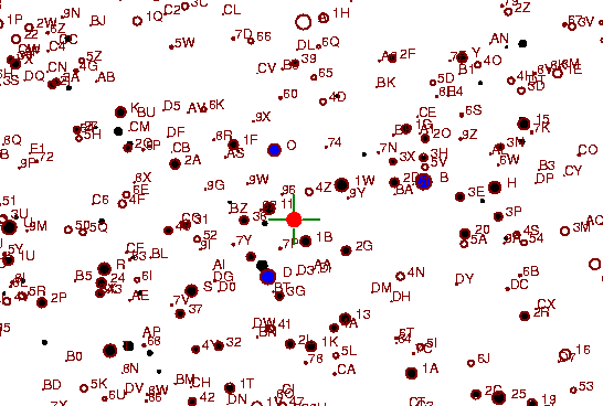 Identification sketch for variable star Y-GEM (Y GEMINORUM) on the night of JD2452994.