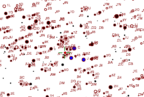 Identification sketch for variable star AD-TAU (AD TAURI) on the night of JD2453022.