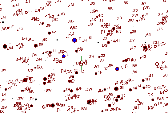 Identification sketch for variable star ER-ORI (ER ORIONIS) on the night of JD2453022.