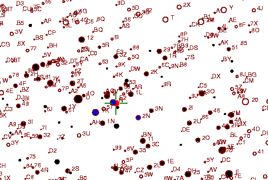 Identification sketch for variable star RW-GEM (RW GEMINORUM) on the night of JD2453022.