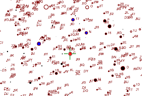 Identification sketch for variable star RX-TAU (RX TAURI) on the night of JD2453022.