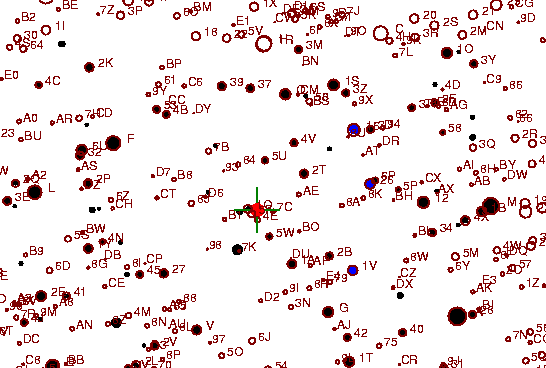 Identification sketch for variable star SS-GEM (SS GEMINORUM) on the night of JD2453022.