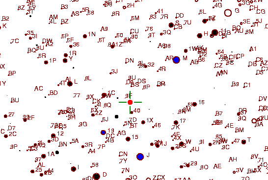 Identification sketch for variable star V-TAU (V TAURI) on the night of JD2453022.