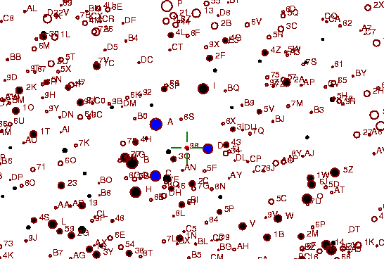 Identification sketch for variable star VV-GEM (VV GEMINORUM) on the night of JD2453022.