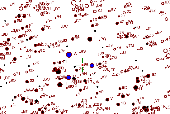 Identification sketch for variable star VV-GEM (VV GEMINORUM) on the night of JD2453022.