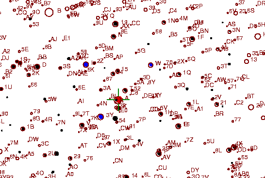 Identification sketch for variable star X-GEM (X GEMINORUM) on the night of JD2453022.