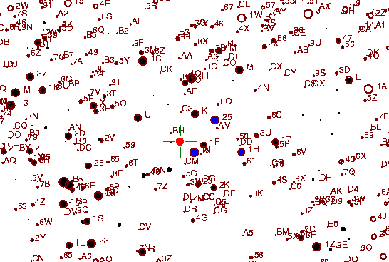 Identification sketch for variable star AL-AUR (AL AURIGAE) on the night of JD2453042.