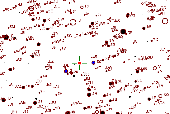 Identification sketch for variable star AM-GEM (AM GEMINORUM) on the night of JD2453042.