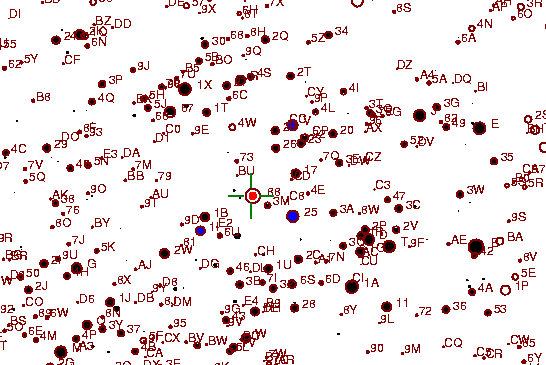 Identification sketch for variable star AZ-AUR (AZ AURIGAE) on the night of JD2453042.