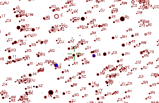 Identification sketch for variable star BG-CMI (BG CANIS MINORIS) on the night of JD2453042.