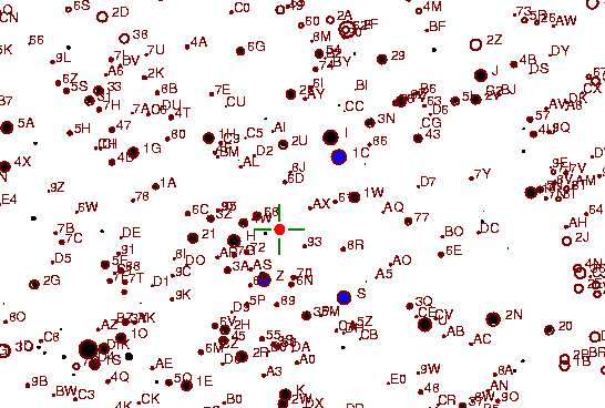 Identification sketch for variable star BH-AUR (BH AURIGAE) on the night of JD2453042.