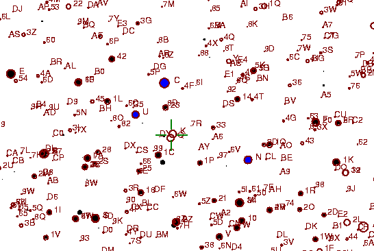 Identification sketch for variable star ER-ORI (ER ORIONIS) on the night of JD2453042.